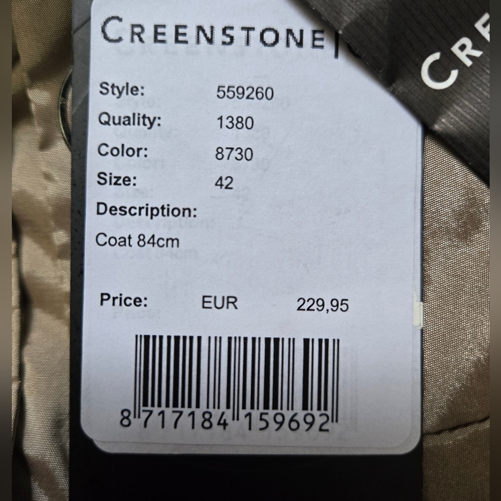 CREENSTONE NWT Metallic Tan Double-Breasted Coat. Size 42/ Med - Picture 14 of 16